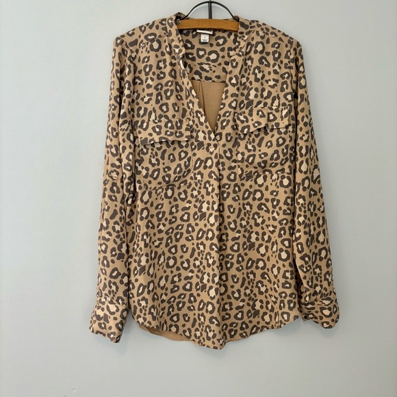 A New Day Leopard Print Long Sleeve Blouse (Size S) - Picture 2 of 9